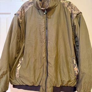 Remington Camo Bomber Jacket Mens 3XL XXXL Brown Realtree Hardwoods Reversible